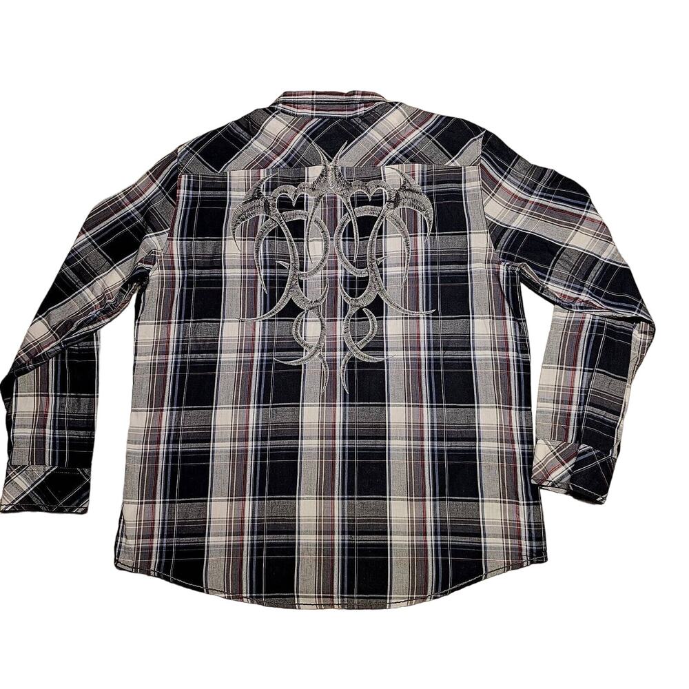 MK Machine Button Down Shirt Mens 2XL Long Sleeve Embroidered Rodeo Western